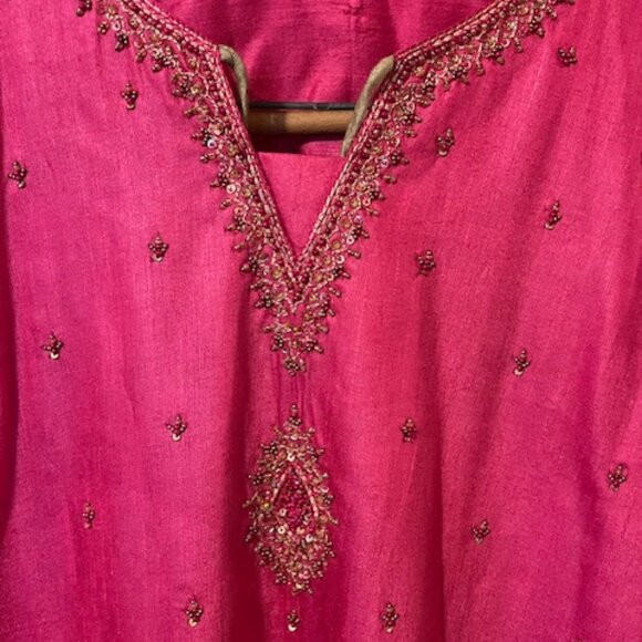 Pink Embellished Indian Ethnic Kurta Small/36 - Picture 3 of 10